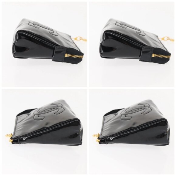 CHANEL Pouch Enamel Black Gold CC Auth 145547 - Picture 16 of 16